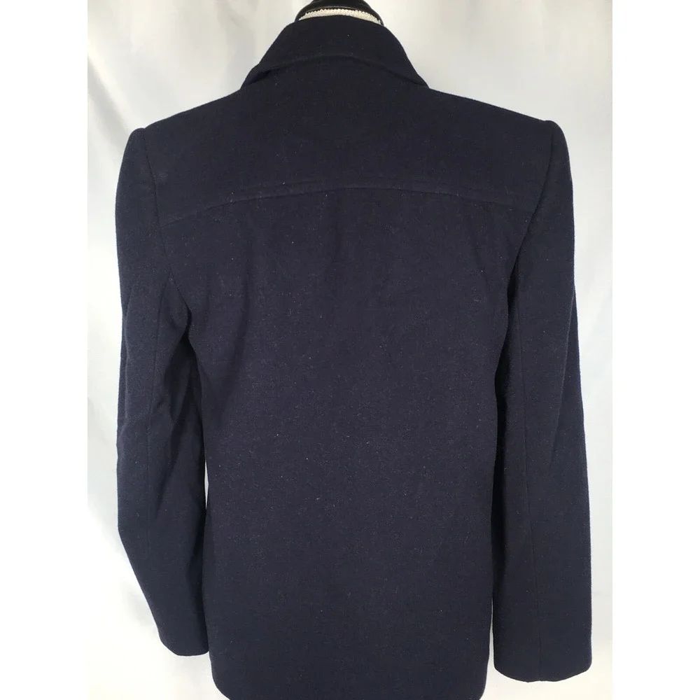 LINDA ALLARD ELLEN TRACY WOMEN'S NAVY BLUE WOOL BLEND PEA COAT SIZE 2